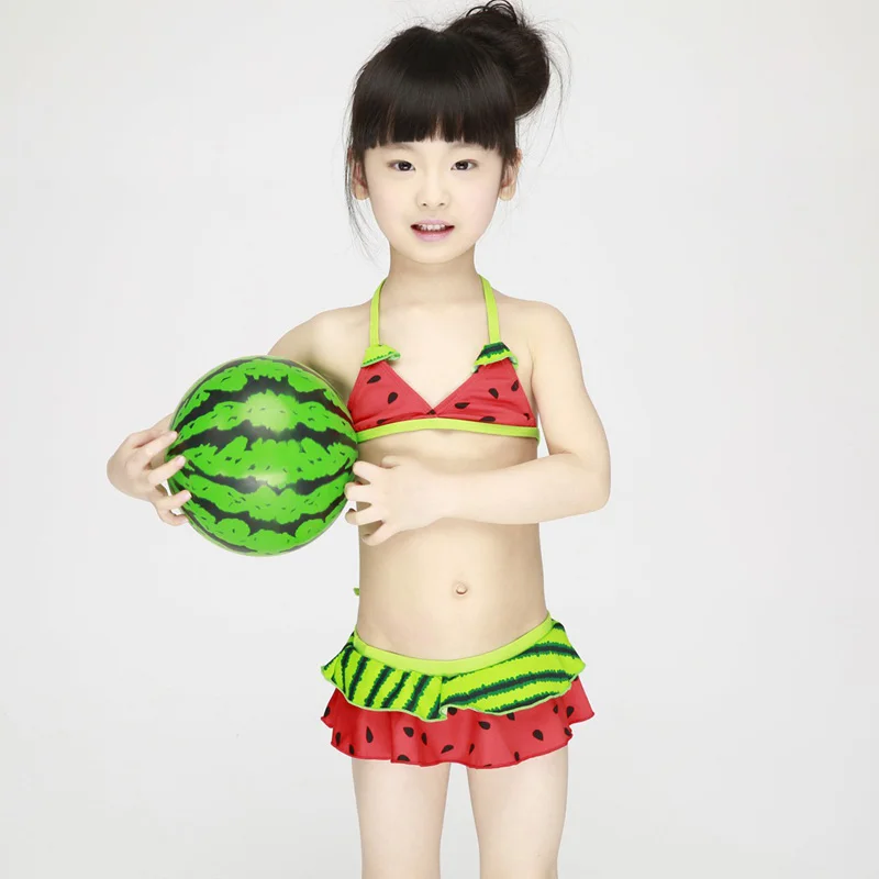 Детские милые комплекты бикини из двух предметов, купальный костюм с арбузом для девочек, детские танкини, костюмы, Раздельный костюм для плавания, Biquini Infantil, K505