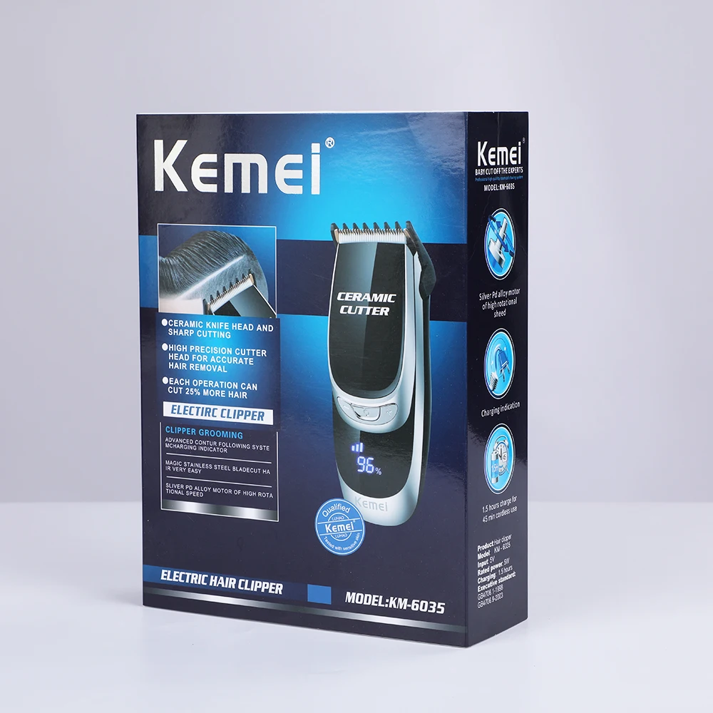 Kemei KM-6035 триммер для волос ЖК-дисплей перезаряжаемая электрическая машинка
