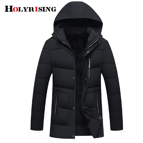Holyrising мужские парки Invierno, утолщенное зимнее хлопковое пальто, мужские куртки, пальто с карманами, на молнии, пальто, ветрозащитная одежда 18445-5 - Цвет: Black