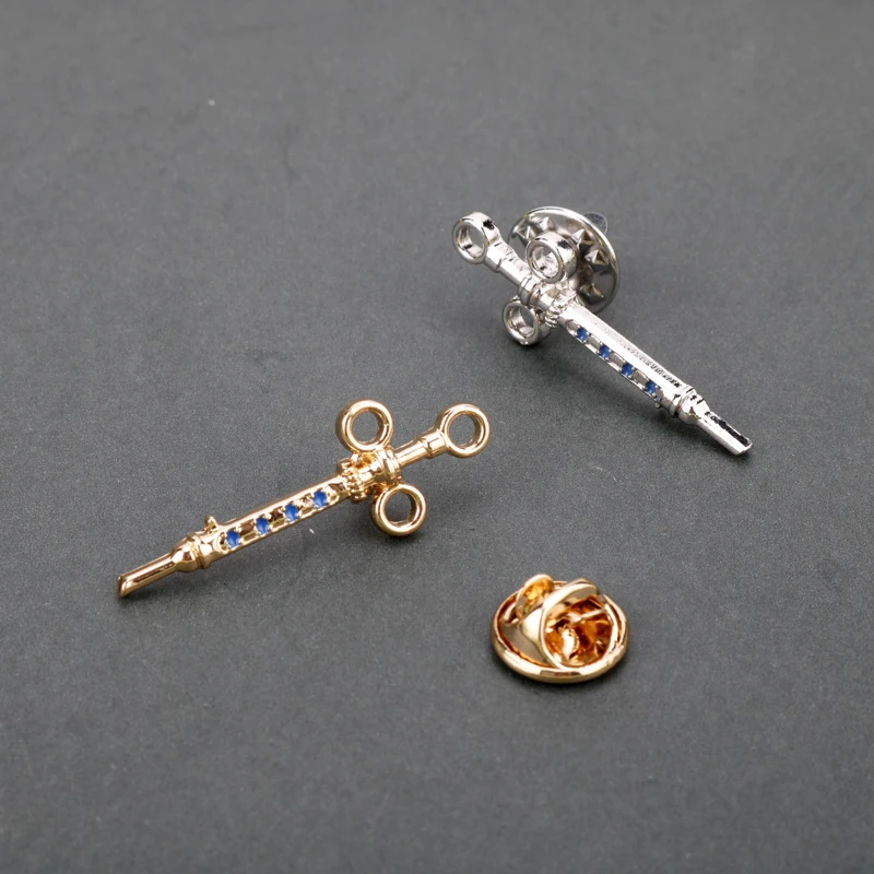 dongsheng Syringe Pin with Crystals Medical Jewelry Gift for Doctor Nurse Students Graduation Metal Lapel | Украшения и
