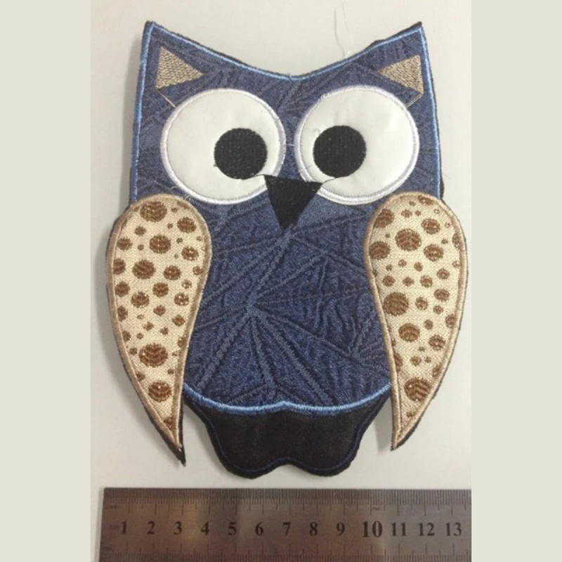 New Arrival Owl cloth Sequined Embroidery Patches Sew-On Coat Blue Denim Patch Animal Patched for Clothing Sewing Material | Дом и сад