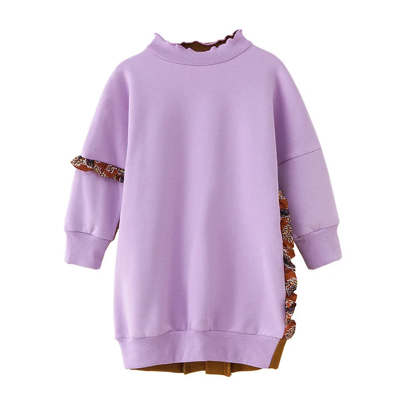 Детские платья для девочек с длинными рукавами Толстовка подростков платье