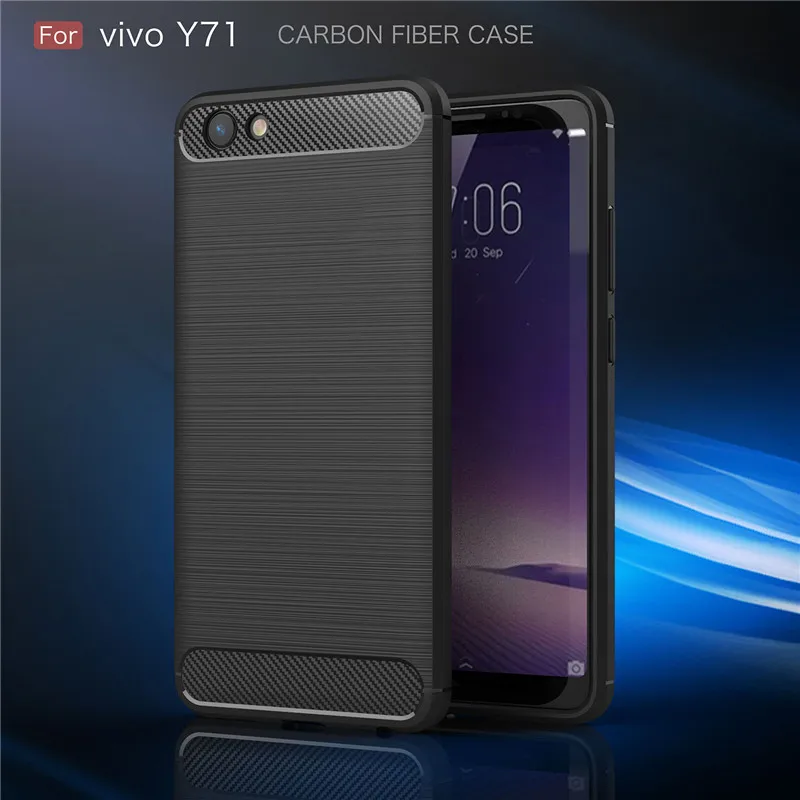 ДЛЯ vivo Y71 Случаи Обложка углеродного волокна Текстура щеткой мягкой силиконовой