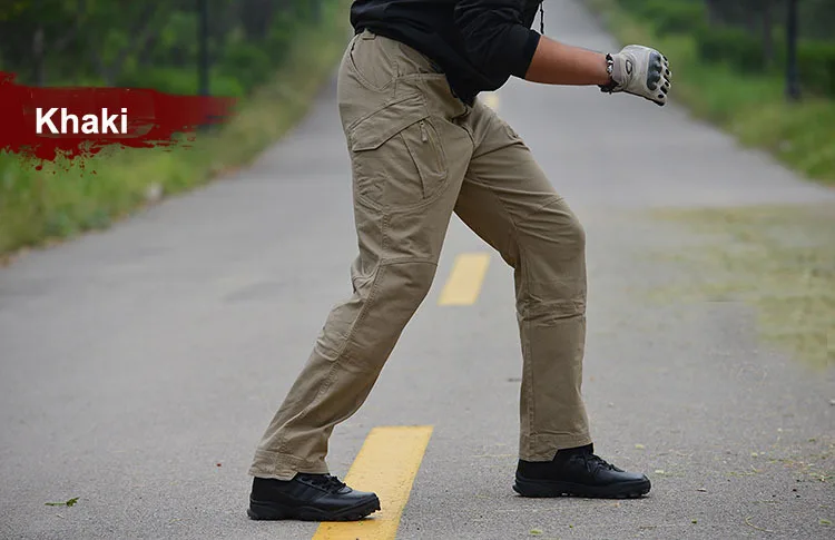 Khaki ROCOTACTICAL IX9 тактические брюки для походов на открытом воздухе военные брюки-карго BDU городские мульти-карманы Swat тренировочные брюки - Цвет: Khaki