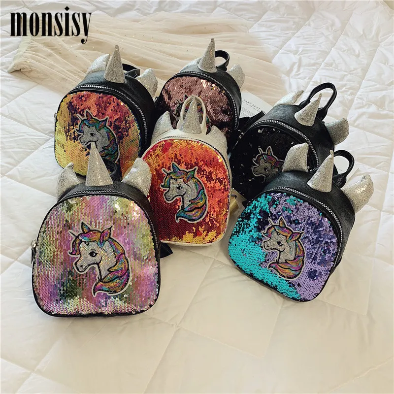 Monsisy Baby расшитый блестками рюкзак с единорогом девочка Мальчик школьная сумка