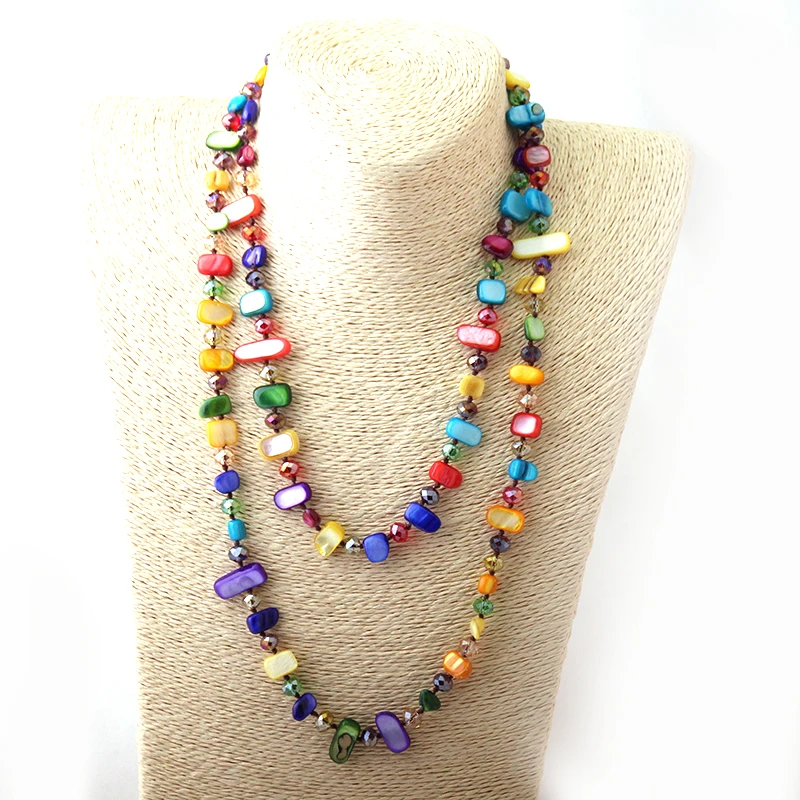 Бесплатная доставка модный Радужный цветной кристалл с узелком и подвеской|necklace
