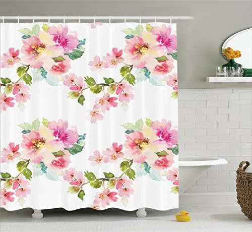 Цветы в мягких цветах и цветочный дизайн размытый стиль полиэстер ткань Ванная