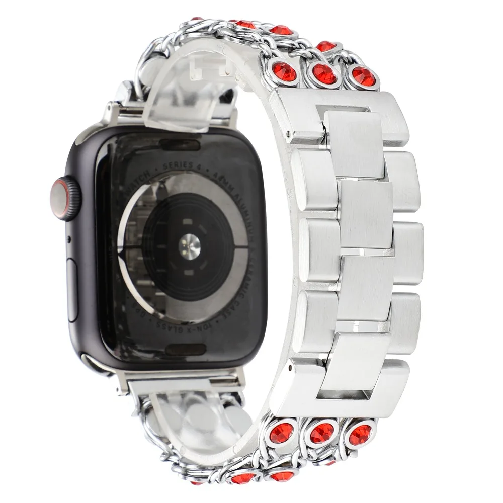 Хрустальные стразы ремешок из нержавеющей стали для Apple Watch Series 4 3 2 модный iwatch