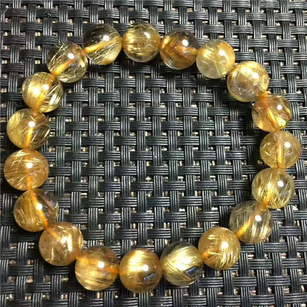 

Natural gold hair crystal Brazilian Beads Bracelet AAAA 10.6mm