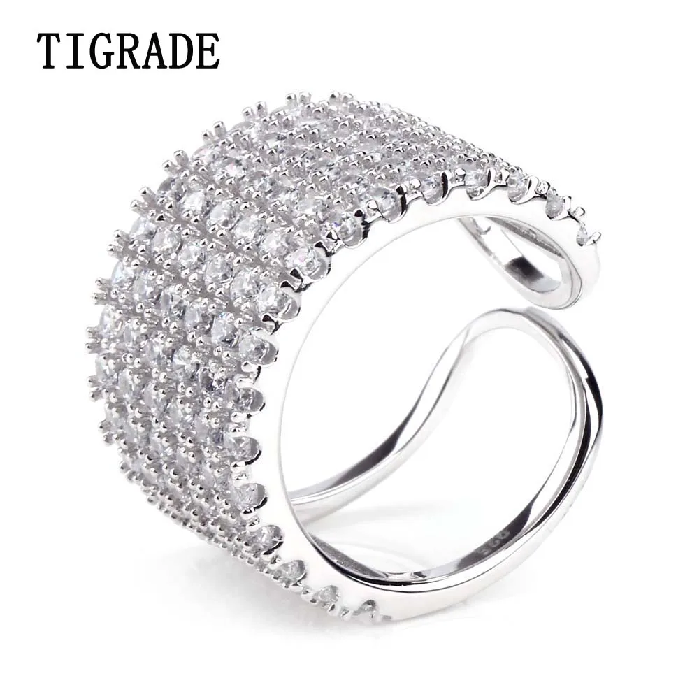 

TIGRADE Fashion Brand Cubic Zirconia Sterling Silver Rings For Women Eternity Wedding Band Lady Jewelry Female Promise Ring