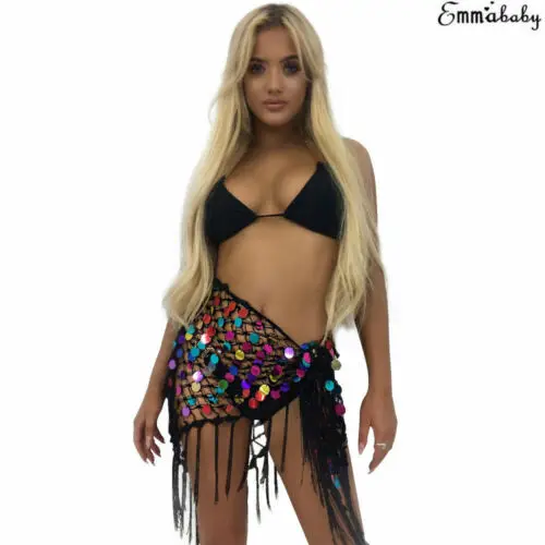 Женская шифоновая юбка для танца живота Пляжная накидка с кисточками | одежда