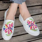 Женские лоферы с вышивкой THEAGRANT, мягкие повседневные туфли на плоской платформе, в этническом стиле, без застежки, WFS3070, 2019