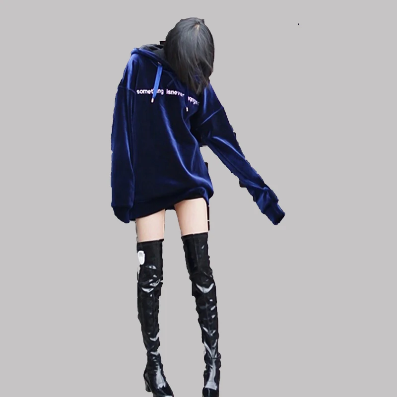 

2018 Winter Women Velvet Hoodies Sweatshirts Pullover Thick Loose Female Student soft Sweatshirts Harajuku Retro oversized xxl