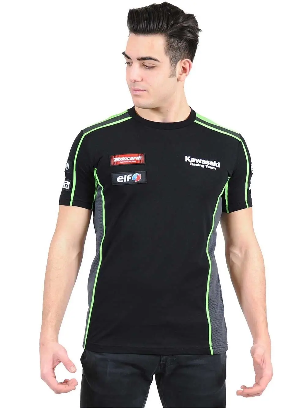 Бесплатная доставка 2017 MOTO GP Кавасаки гоночный команда WSBK панель футболка черная
