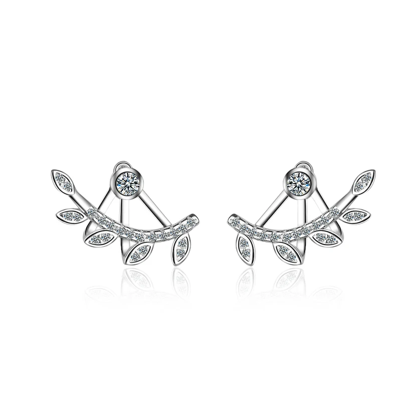 

Everoyal Trendy Silver Plated Earrings For Women Jewelry Charm Zircon Leaf Stud Earrings For Lady Wedding Accessories Girl