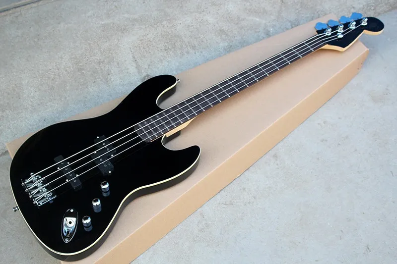 

PBSS 4 strings black body Electric Bass Guitar with body binding,chrome hardware,can be customized
