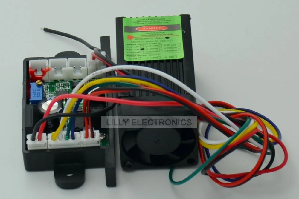 12V 532nm 50mw зеленый лазерный модуль DPSS Вентилятор охлаждения TTL 0 30KHZ DIY Lab высокое