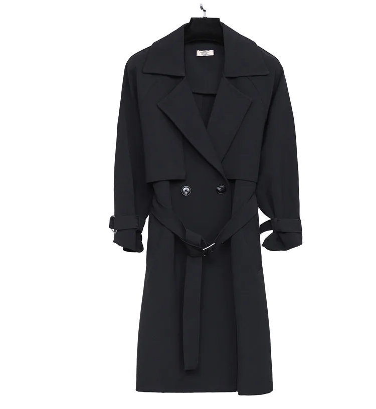 

TUHAO Autumn winter Lady belt long turn-down collar Trench slim solid sashes Office Lady full Trench large size coat LQ30