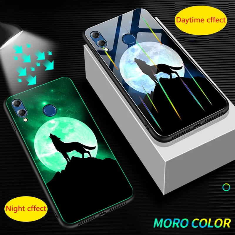04 Волк Дракон Чехол в виде светящегося стекла для Xiaomi Mi 9 A3 Lite 9T Pro A2 A3 Примечание 3 Аврора чехол для redmi 8 7 7A Note 8 7 K20 Pro Чехол - Цвет: 04