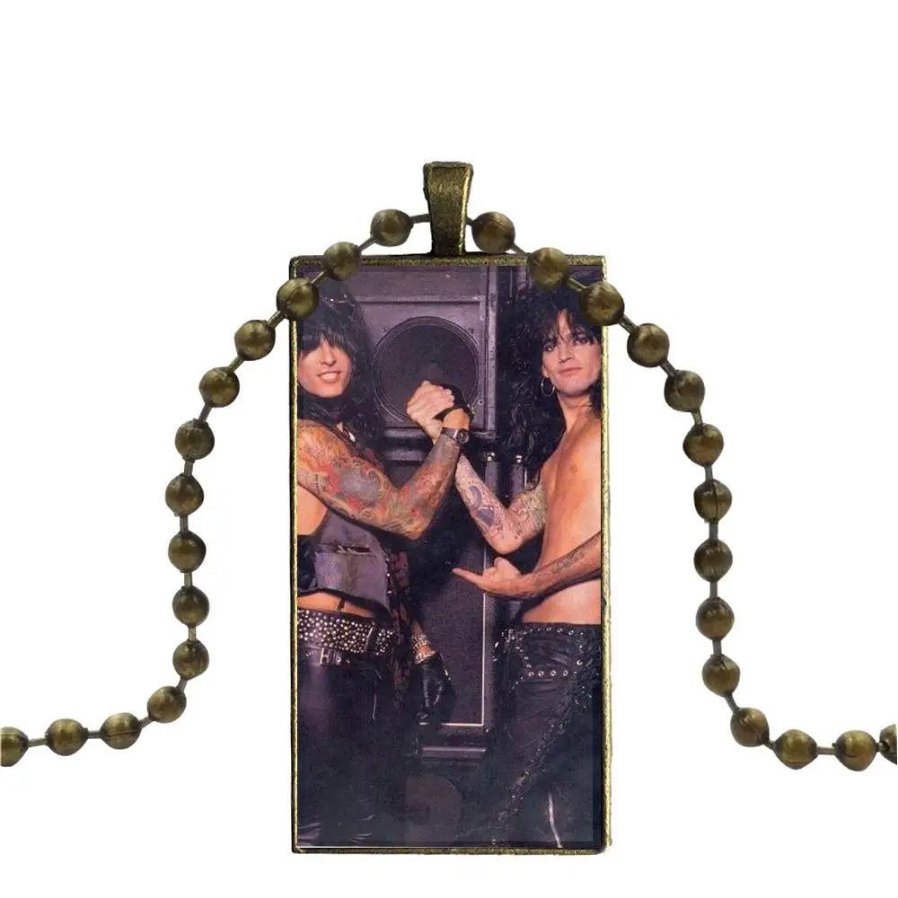 as picture EJ глазури для Для мужчин Для женщин с надписью Mötley Crüe Никки Сикс Стекло кулон Подвеска с изображением галактики Цепочки и ожерелья Для женщин бронза колье с покрытием ювелирные изделия - Окраска металла: as picture