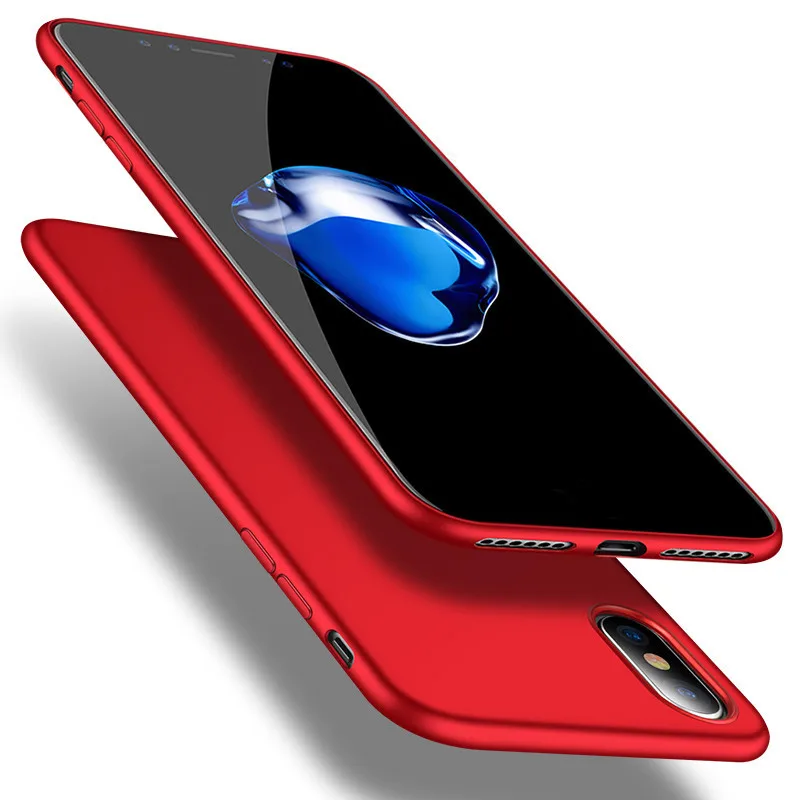 Роскошный Гладкий красный чехол для iPhone X 6 6s Plus тонкий мягкий ТПУ матовый черный 7