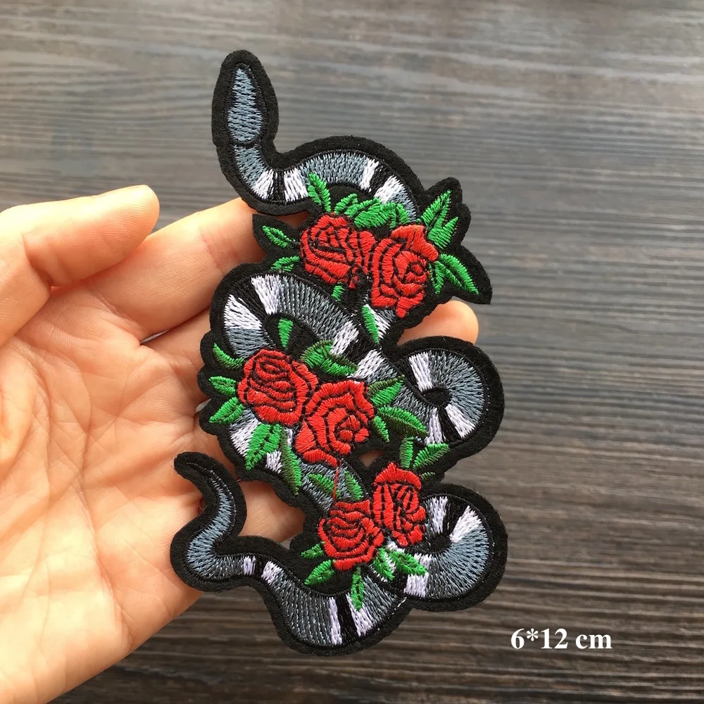 1 шт. модные крутые Цветочные змеиные нашивки с утюгом аппликация для одежды L M S