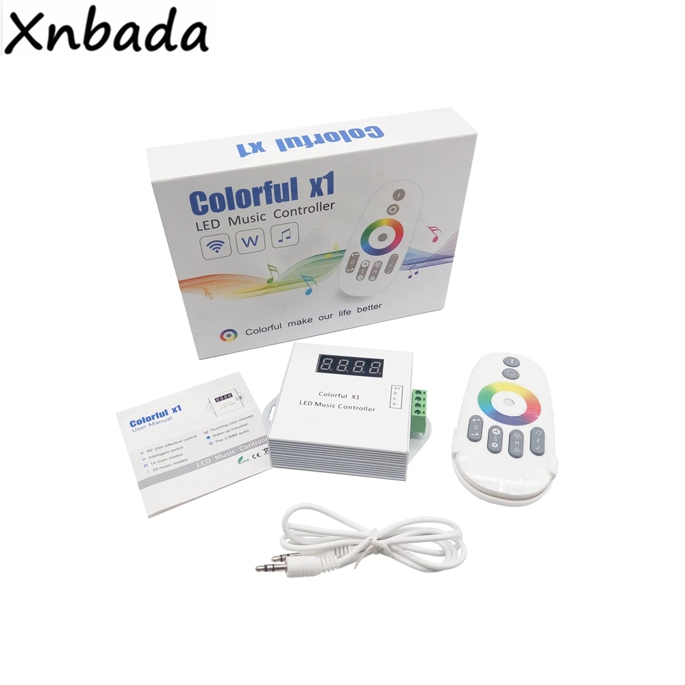 Светодиодный светильник WS2812B WS2811 SK6812 USC1903 Music X1/X2 Led контроллер; DC5-24V вход Макс 600/1000 пикселей с РЧ сенсорным пультом дистанционного управления