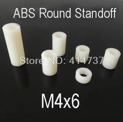 

100pcs/lot M4*6mm ABS Nylon Round Standoff Spcaer, PCB board spacer OD(7MM) X ID(4.2mm)*6mm