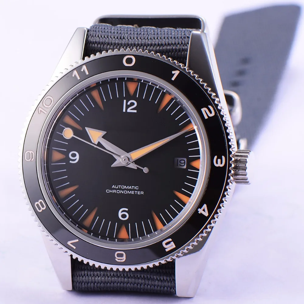 Мужские автоматические механические часы debert черный стерильный циферблат 41