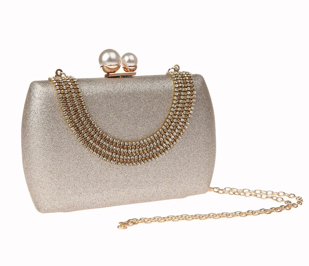 Champagne Chinese Women's bag Wedding Evening Bag Clutch handbag Bridal Party Purse Makeup Shoulder 1871-2 | Багаж и сумки