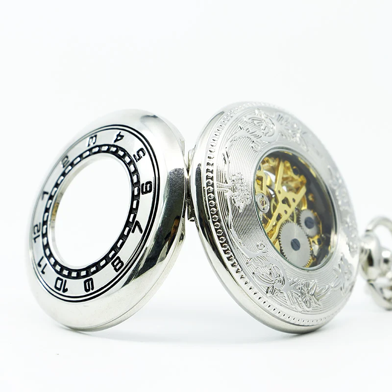 Модные автоматические механические карманные часы для мужчин и женщин с резным