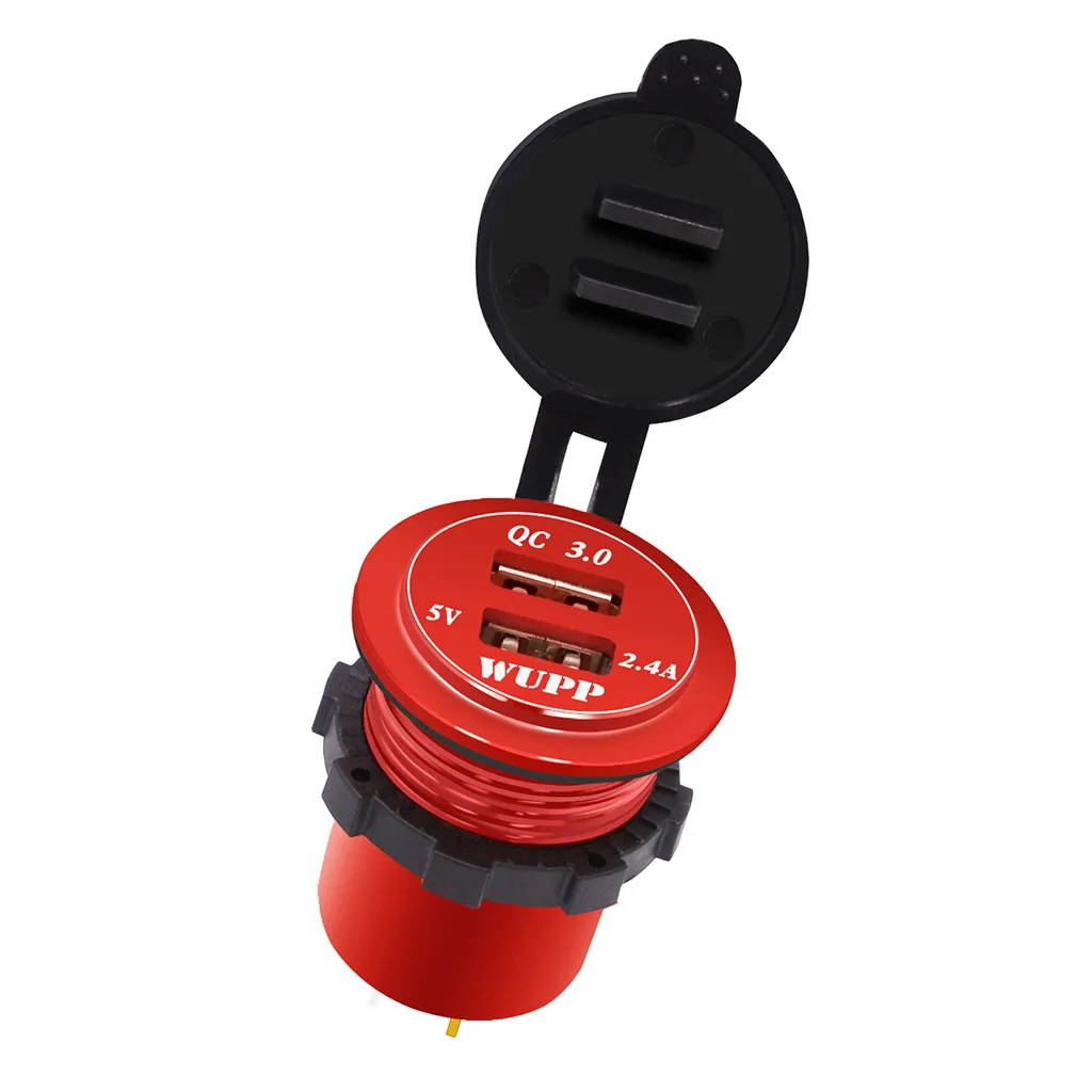 QC 3.0 Dual USB Charger Socket Voltmeter Quick Charge 3.0 Wire Waterproof for Car Motorcycle Mobile Phone Charger Fast QC#Y8
