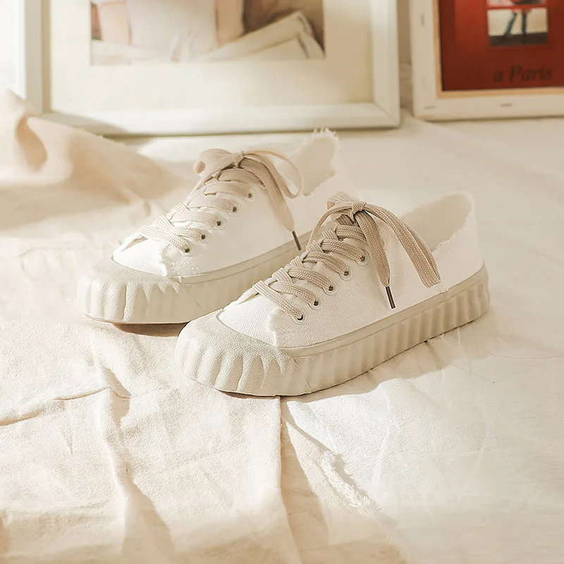 2019 г. Новая парусиновая Белая обувь в Корейском стиле однотонная для отдыха на