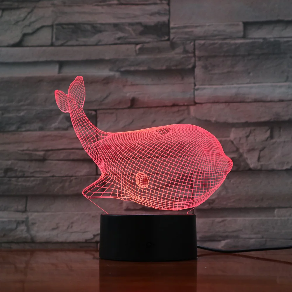 3D визуальные светодиодные ночники в виде Кита аксессуары для детской комнаты