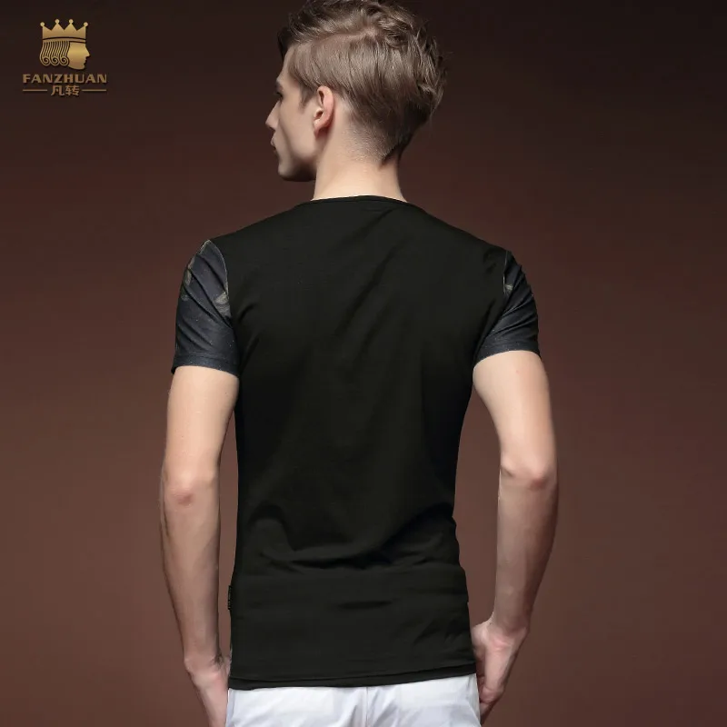 FANZHUAN Featured Brands Clothing Summer Mens Casual T Shirts Flower Print For Man's Short Sleeve Slim T-Shirts Male Tops Tee | Мужская