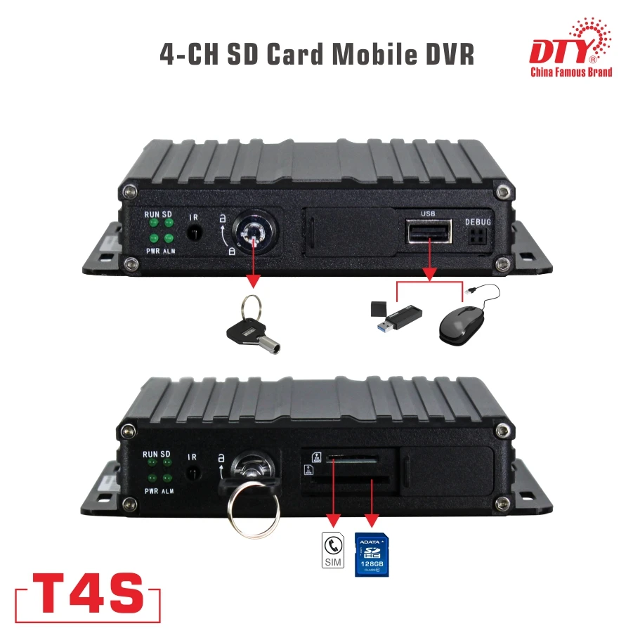 T4S (4G + GPS) 4ch 720p mdvr с 4g gps Прямая поставка фабрики трекер приложением