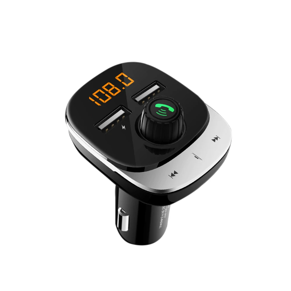 silver Fm-передатчик, автомобильный комплект громкой связи, Bluetooth 5,0, MP3 плеер, поддержка TF карты, U диск, 3.4A, быстрое двойное USB зарядное устройство, адаптер питания для авто - Название цвета: silver