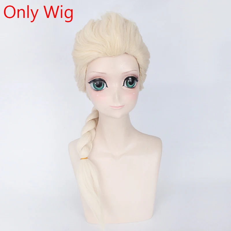 Elsa Wig Снежная королева принцесса Анна Эльза Косплей Костюм длинное платье с плащом для женщин взрослых нарядное платье Хэллоуин карнавал костюмы для девочек - Цвет: Elsa Wig