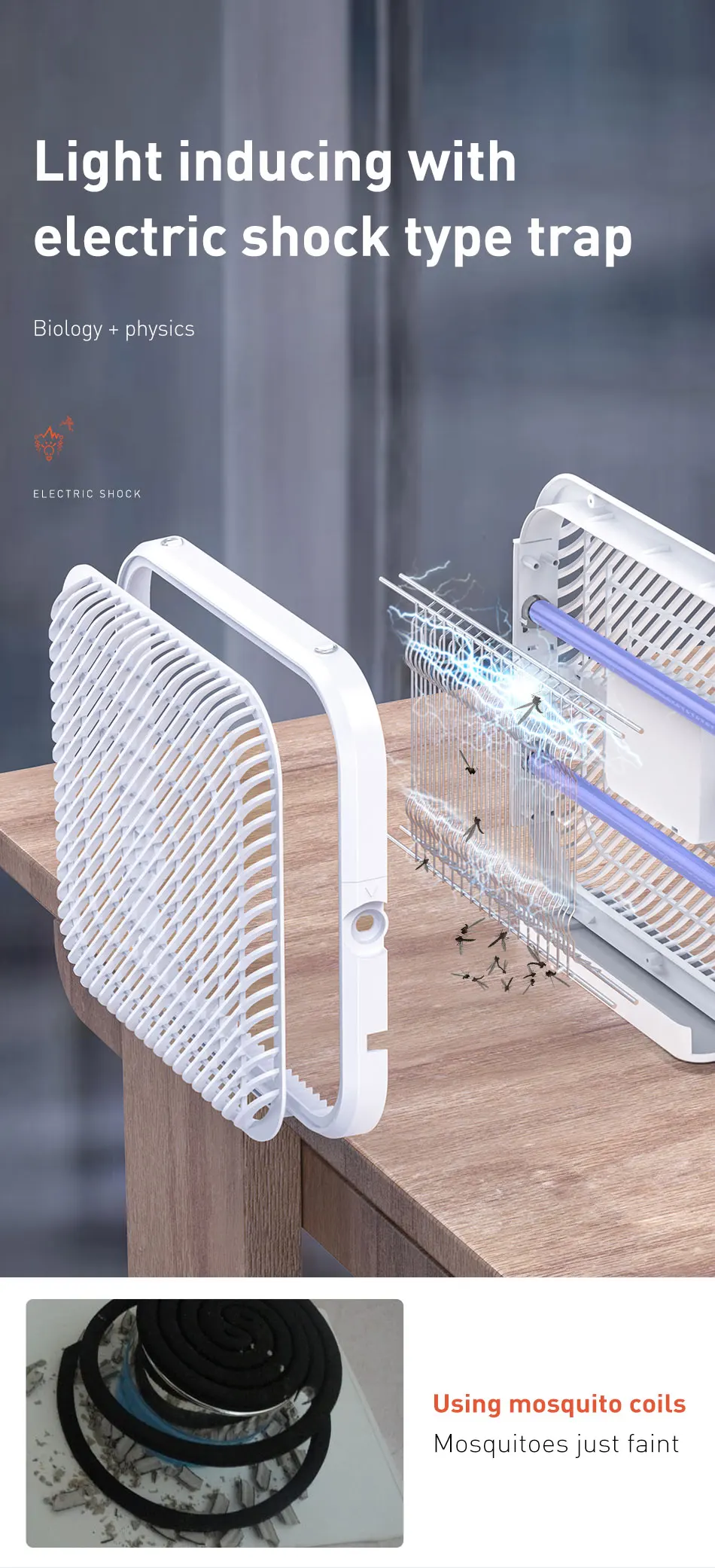 BASEUS UV USB Light Mosquito Killer Электрический комаров Killer лампа Фотокатализ немой домашний светодиодный ловушка для насекомых Zapper ловушка без излучения