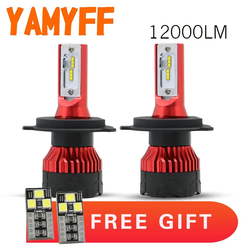 YAMYFF 2 шт. Автомобильные фары H7 LED H4 светодиодные лампы H1 H11 H3 HB3 9005 9006 H27 880 12000LM 6500K