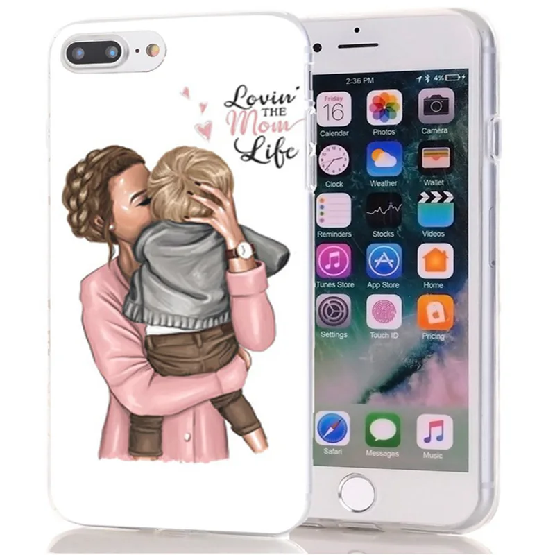 ТПУ Роскошный для iPhone 7 8 Plus 6 S/6 Мягкий чехол дизайн Мама Жизнь цветок X XS XR Max