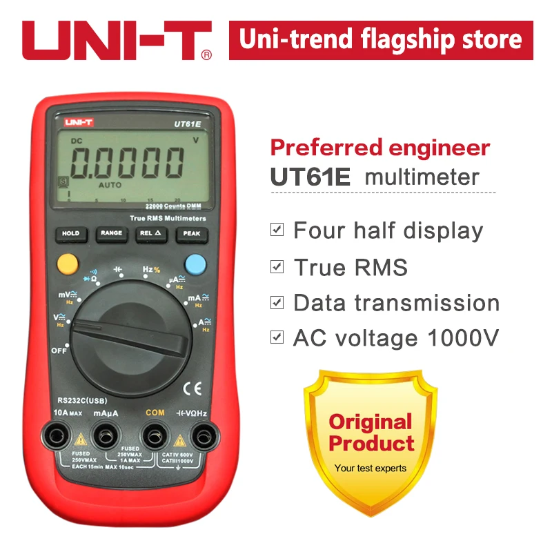 UT61E UNI-T True RMS цифровой мультиметр UT61A UT61B UT61C UT61D UT61E UNI T AC DC Multimetros Конденсатор Транзистор тестер пика данных - Цвет: UT61E