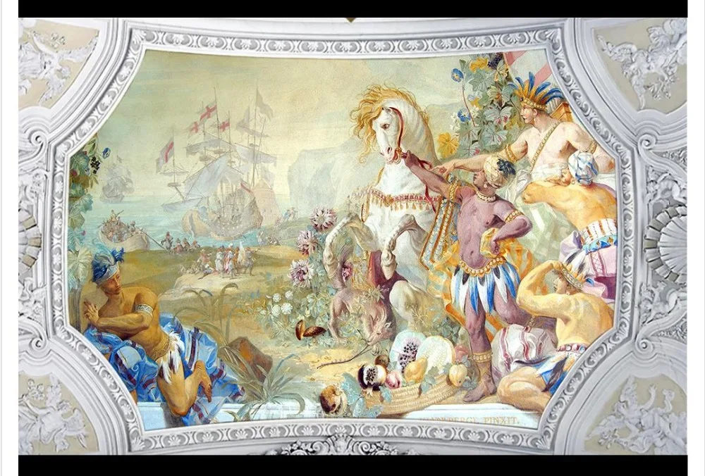 

Custom Photo Wallpaper 3d ceiling murals wallpaper Classical European painting ceiling mural Ceiling Fresco Zenith mural decor