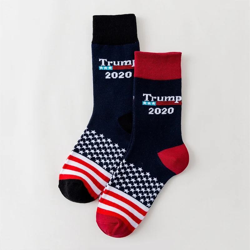 Сшитые цветные носки с принтом американского национального флага Trump 2020 мягкие