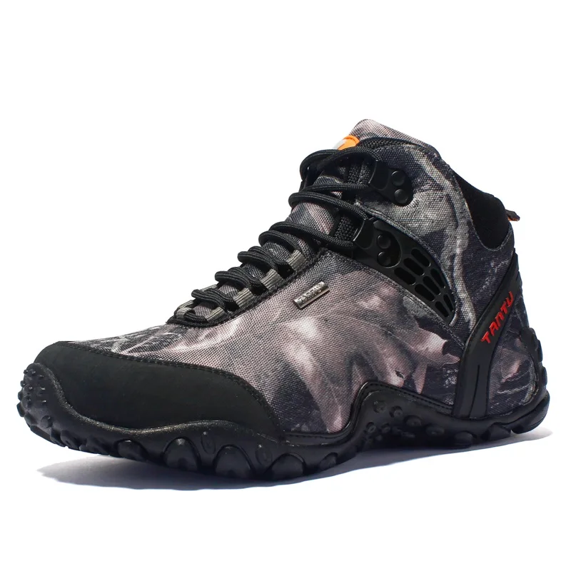 Мужские ботинки из ткани Оксфорд Черные ботильоны с высоким вырезом на шнуровке