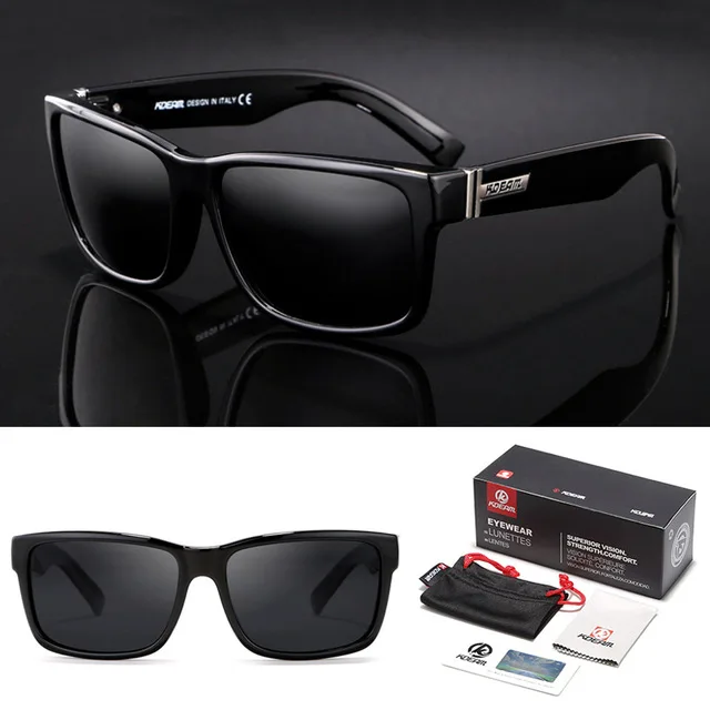C1 Black Frame KDEAM, спортивные мужские солнцезащитные очки, поляризационные, потрясающие цвета, спортивный стиль, квадратные солнцезащитные очки, Ультралегкая оправа, оттенки RX56 - Цвет линз: C1 Black Frame
