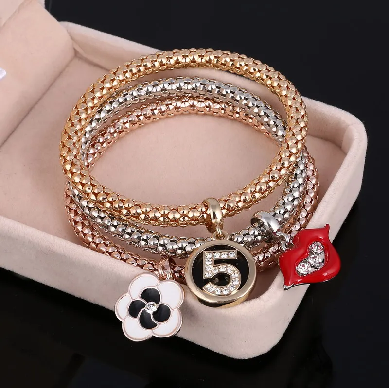 SL717 3 шт./компл. с кристальной совой; сердечка Браслеты& Bangles, золото/покрытый серебром Слон Подвески в виде якоря Стразы Браслеты для Для женщин - Окраска металла: SL717