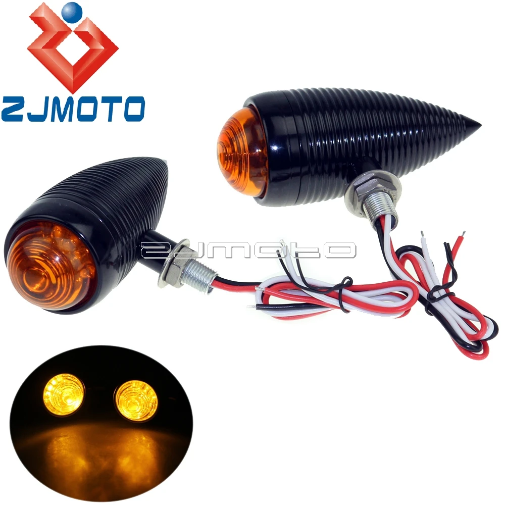

2x Motorcycle Bullet Turn Signal Lights Indicator Lamp Amber Flashers For Harley Bobber Chopper Cafe Racer Turn Lamp Blinkers