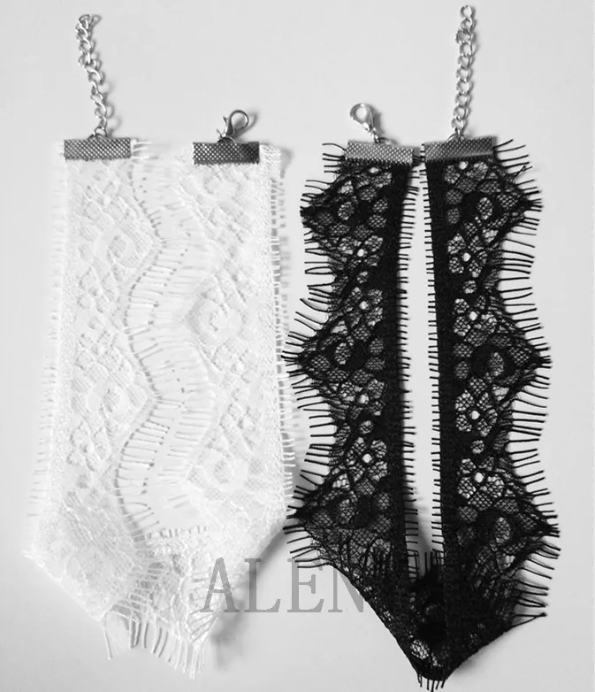 2 шт./лот кружевное ожерелье-чокер с ресничками черно-белое модное женское