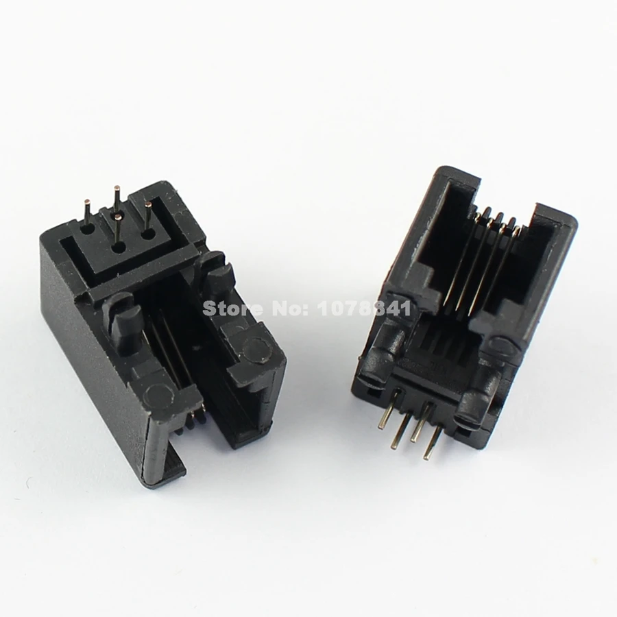 10 шт. Пластик RJ9 4P4C правый угол PCB гнездо соединителя телефона телефон модульный